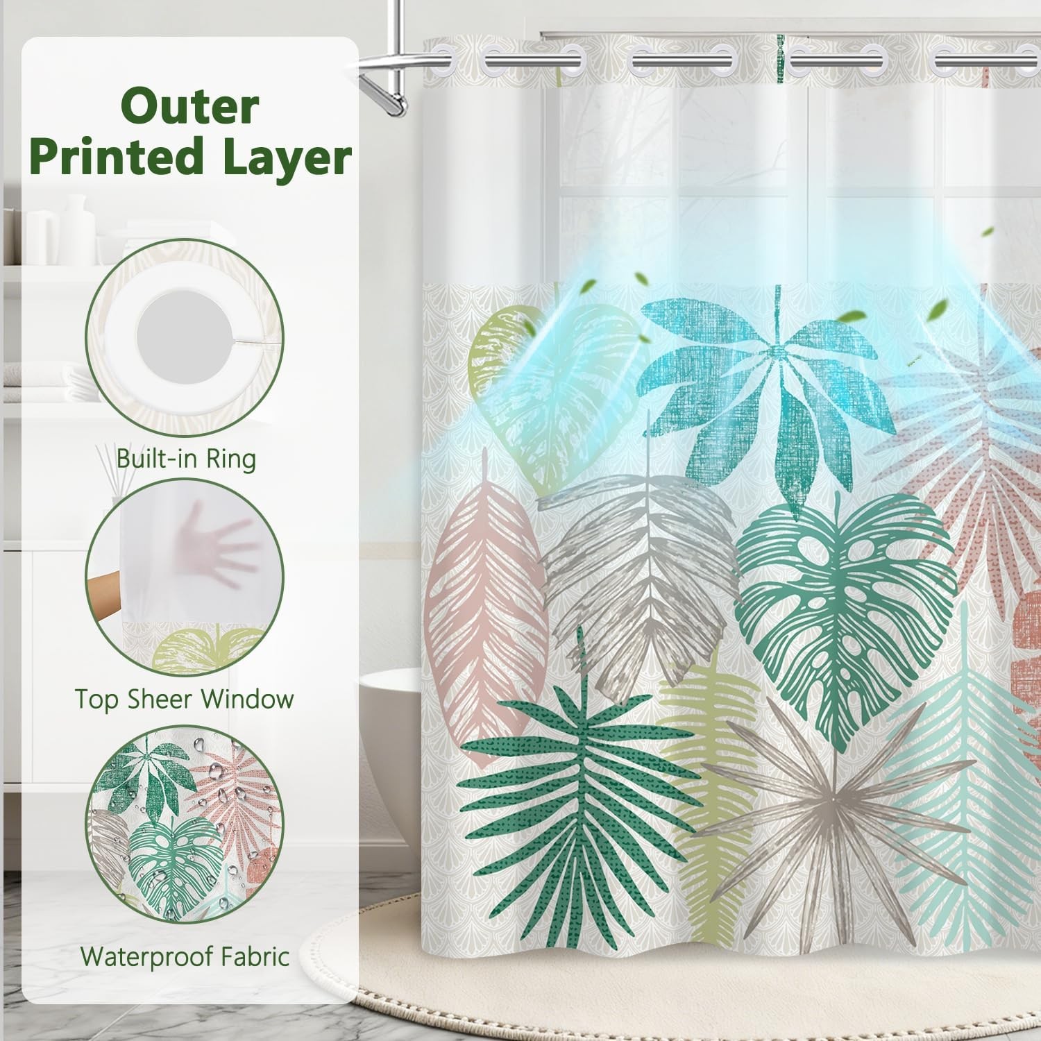 Custom Printed Bath Curtain — custom printed polyester bath curtain detail view
