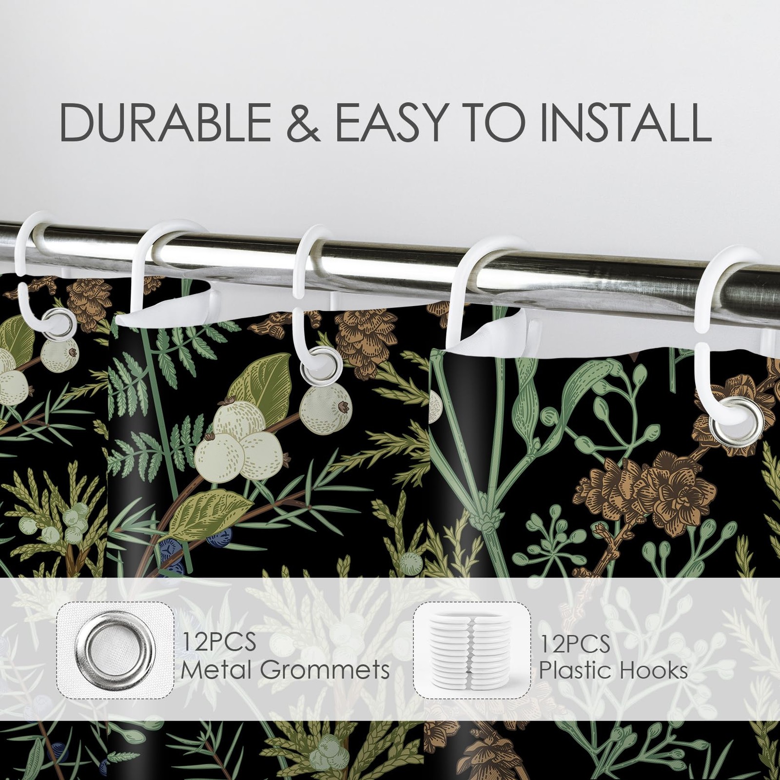 Custom Printed Bath Curtain — custom printed polyester bath curtain detail view