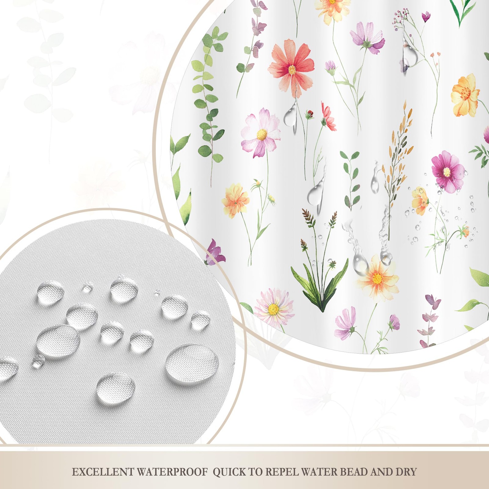 Custom Printed Bath Curtain — custom printed polyester bath curtain detail view