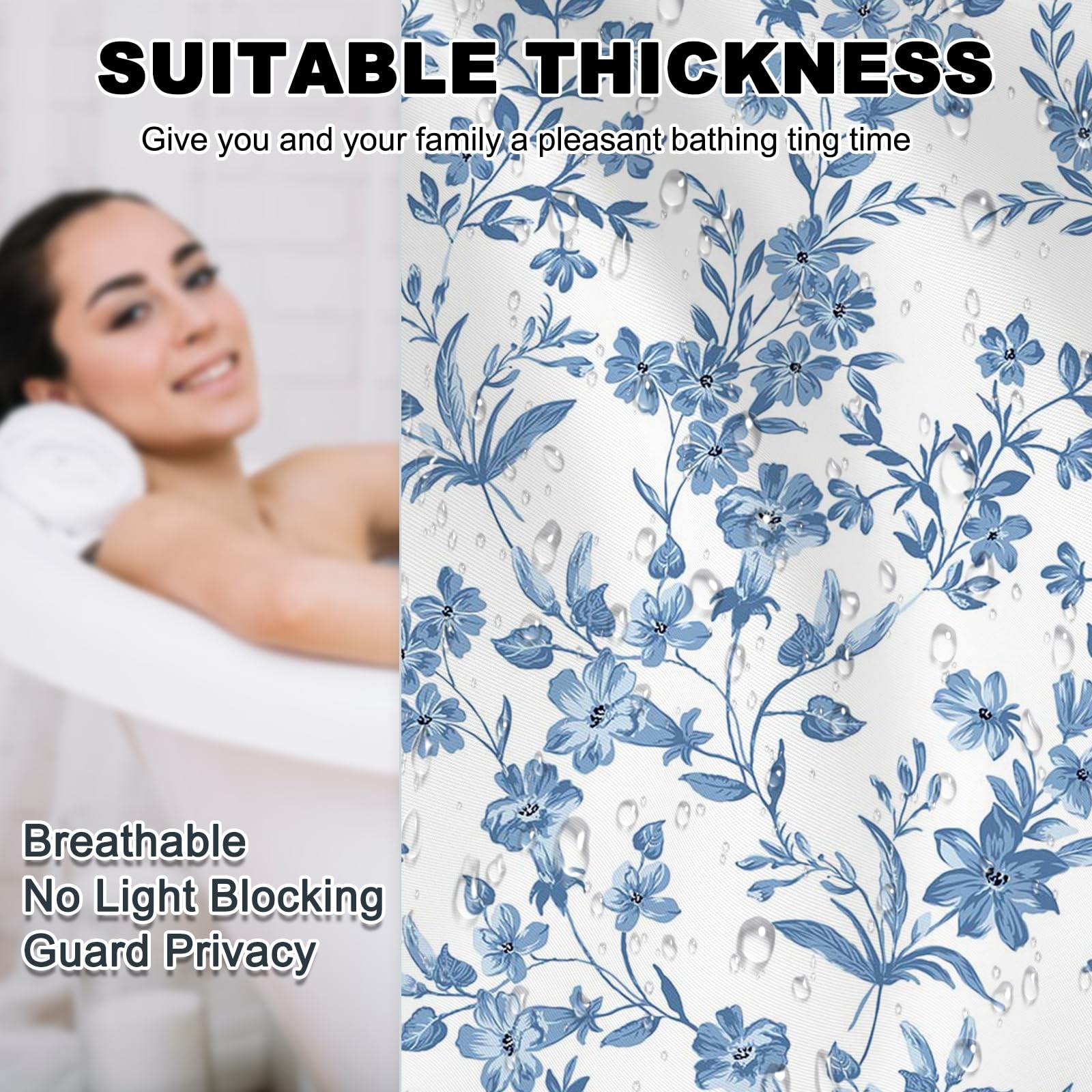 Custom Printed Bath Curtain — custom printed polyester bath curtain detail view