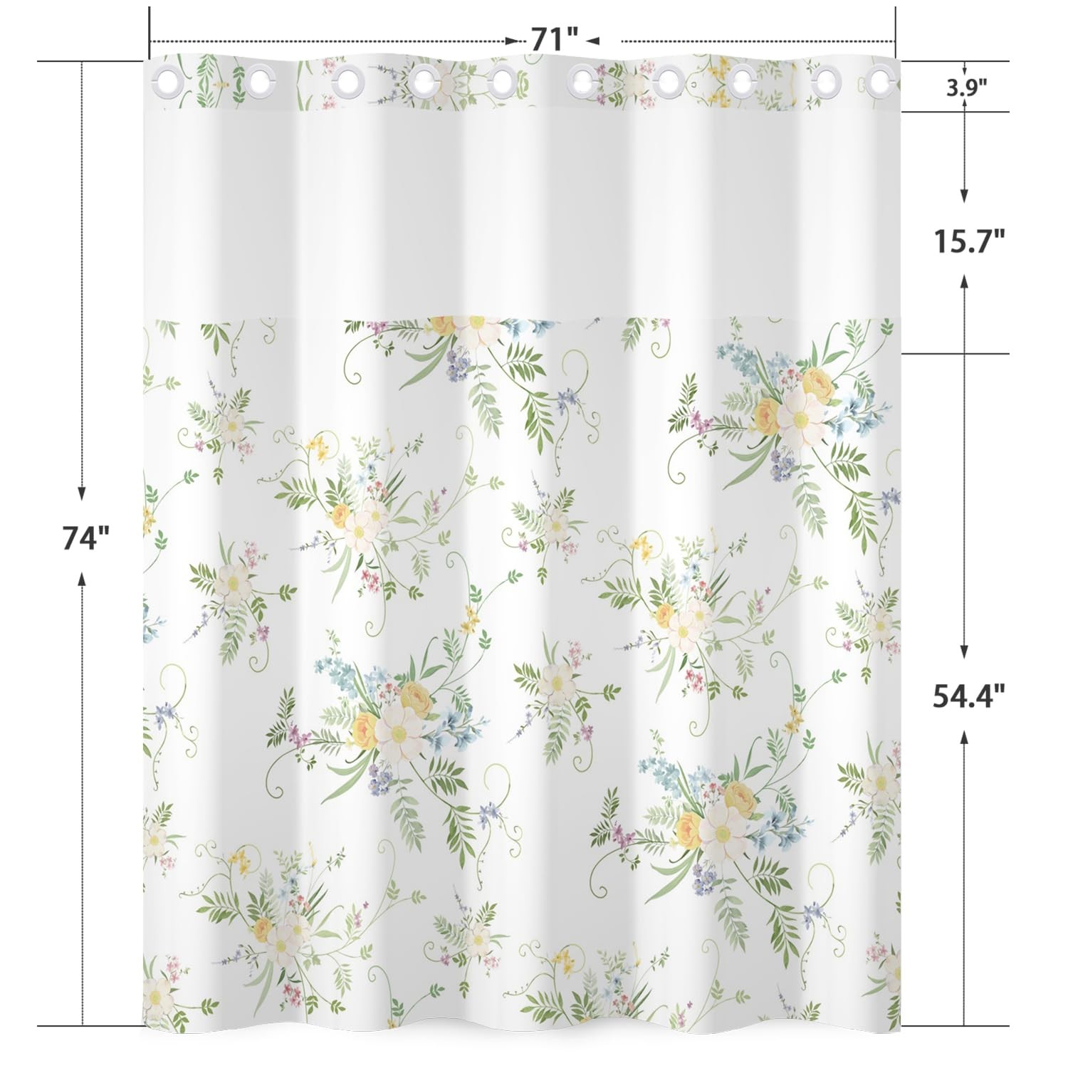 Custom Printed Bath Curtain — custom printed polyester bath curtain detail view