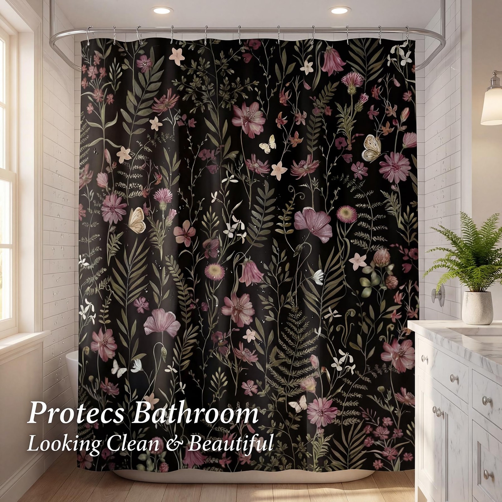 Custom Printed Bath Curtain — custom printed polyester bath curtain detail view