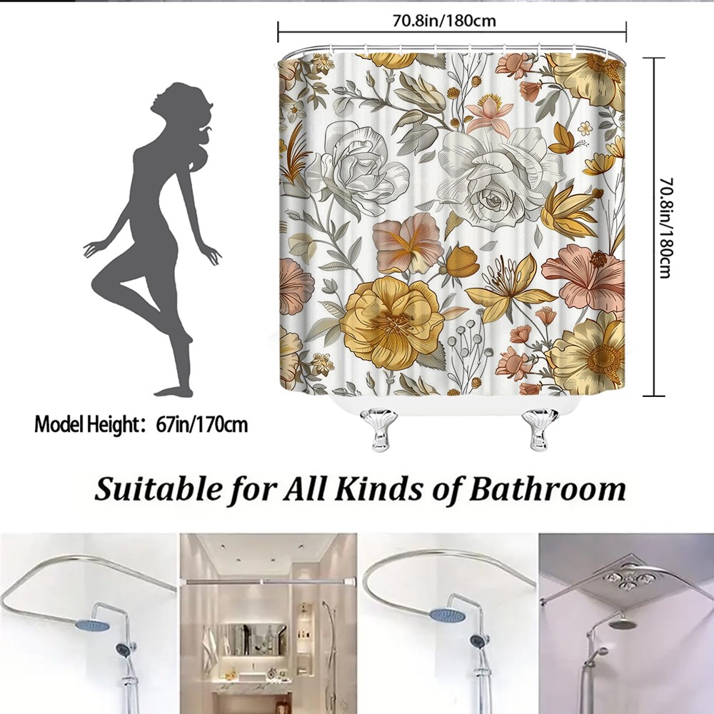 Custom Printed Bath Curtain — custom printed polyester bath curtain detail view