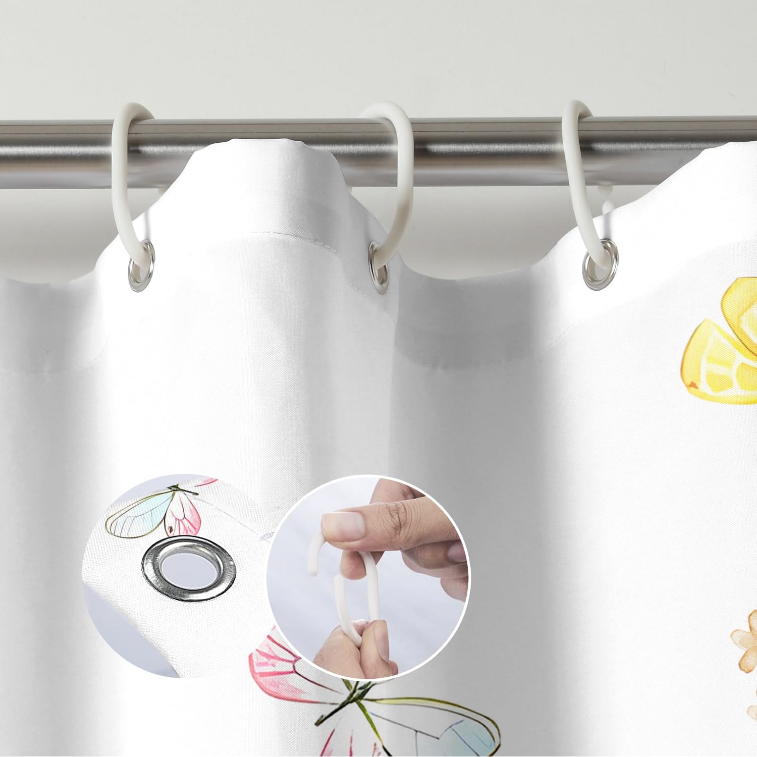 Custom Printed Bath Curtain — custom printed polyester bath curtain detail view