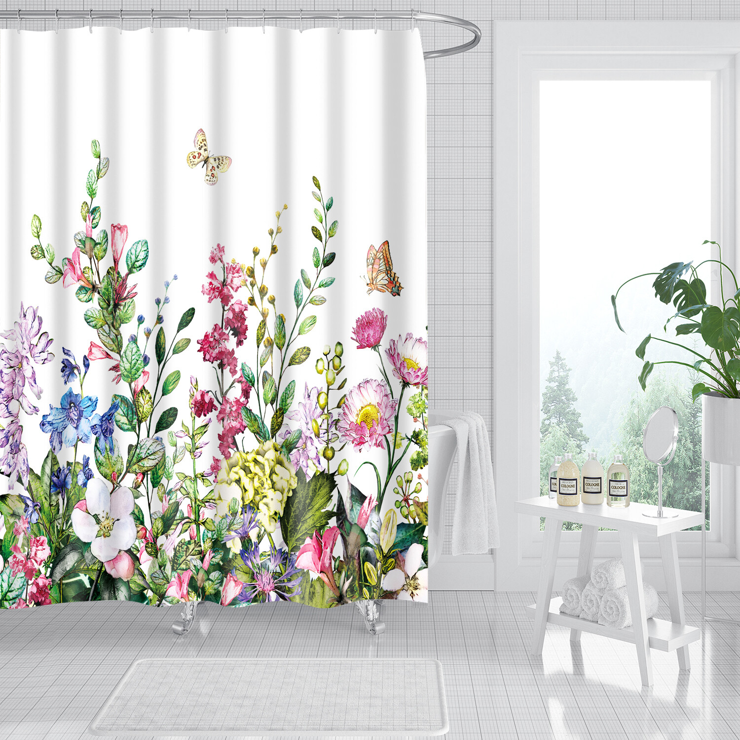 Custom Printed Bath Curtain — custom printed polyester bath curtain detail view