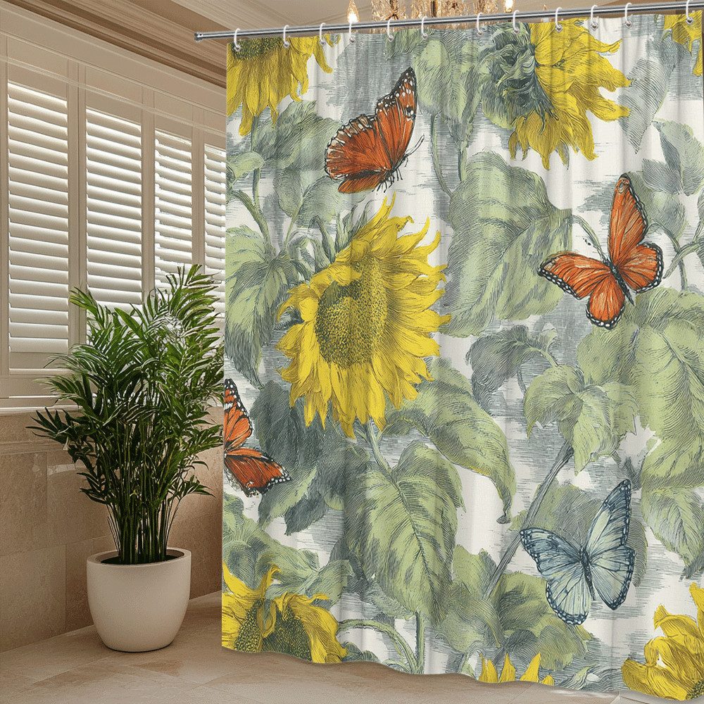 Custom Printed Bath Curtain — custom printed polyester bath curtain detail view