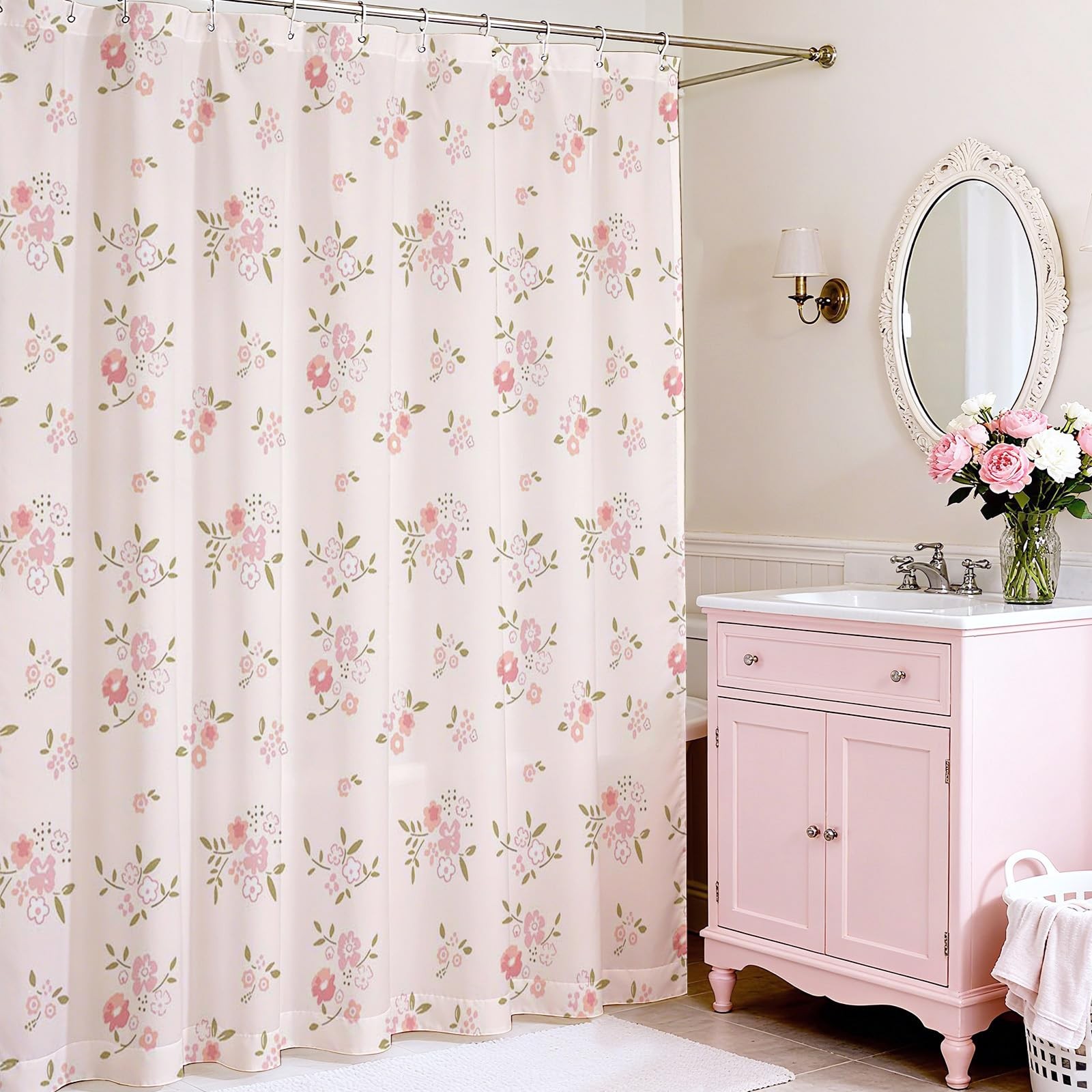 Custom Printed Bath Curtain — custom printed polyester bath curtain detail view