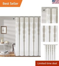 Chic Neutral Medallion Shower Curtain, 72" x 72" - Elegant Bathroom Update — custom printed polyester bath curtain