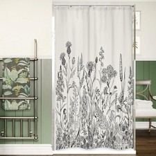 Small Stall Wildflower Farmhouse Half Shower Curtain 36Wx72H Inch Narrow Single — custom printed polyester bath curtain