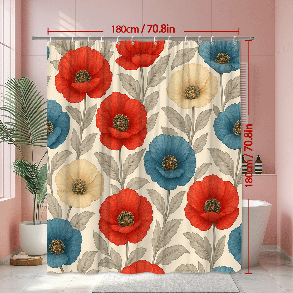 Custom Printed Bath Curtain — custom printed polyester bath curtain detail view