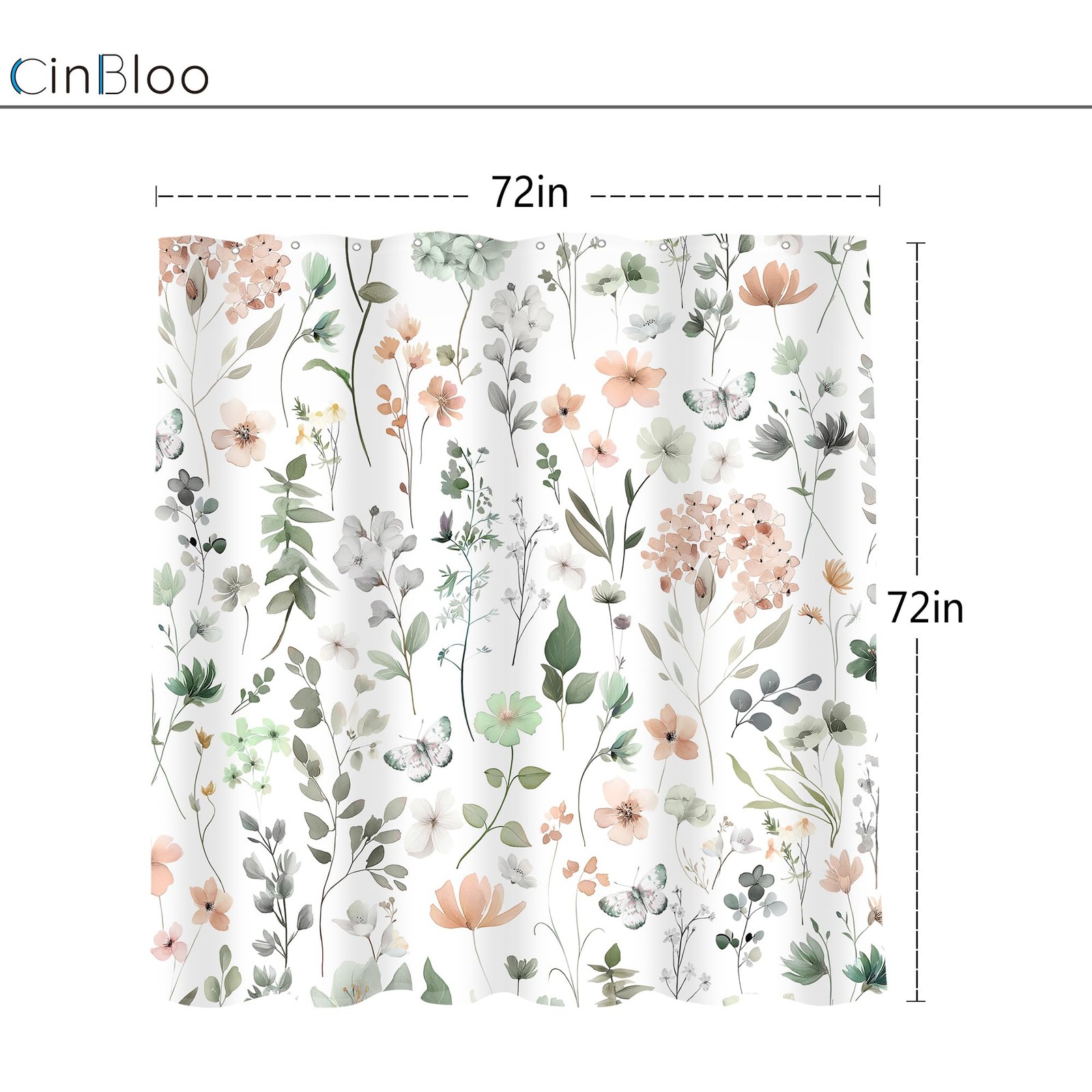 Custom Printed Bath Curtain — custom printed polyester bath curtain detail view