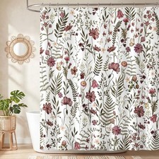 Vintage Floral Shower Curtain Boho Farmhouse Flowers Botanical Shower Curtain... — custom printed polyester bath curtain