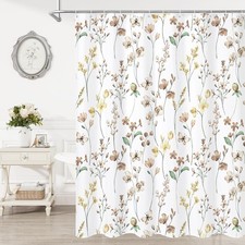 Watercolor Floral Shower Curtain Brown Butterfly Flower Shower Curtain for — custom printed polyester bath curtain