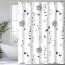 Watercolor Floral Shower Curtain, Flowers Print Minimalist Bathroom Curtain — custom printed polyester bath curtain