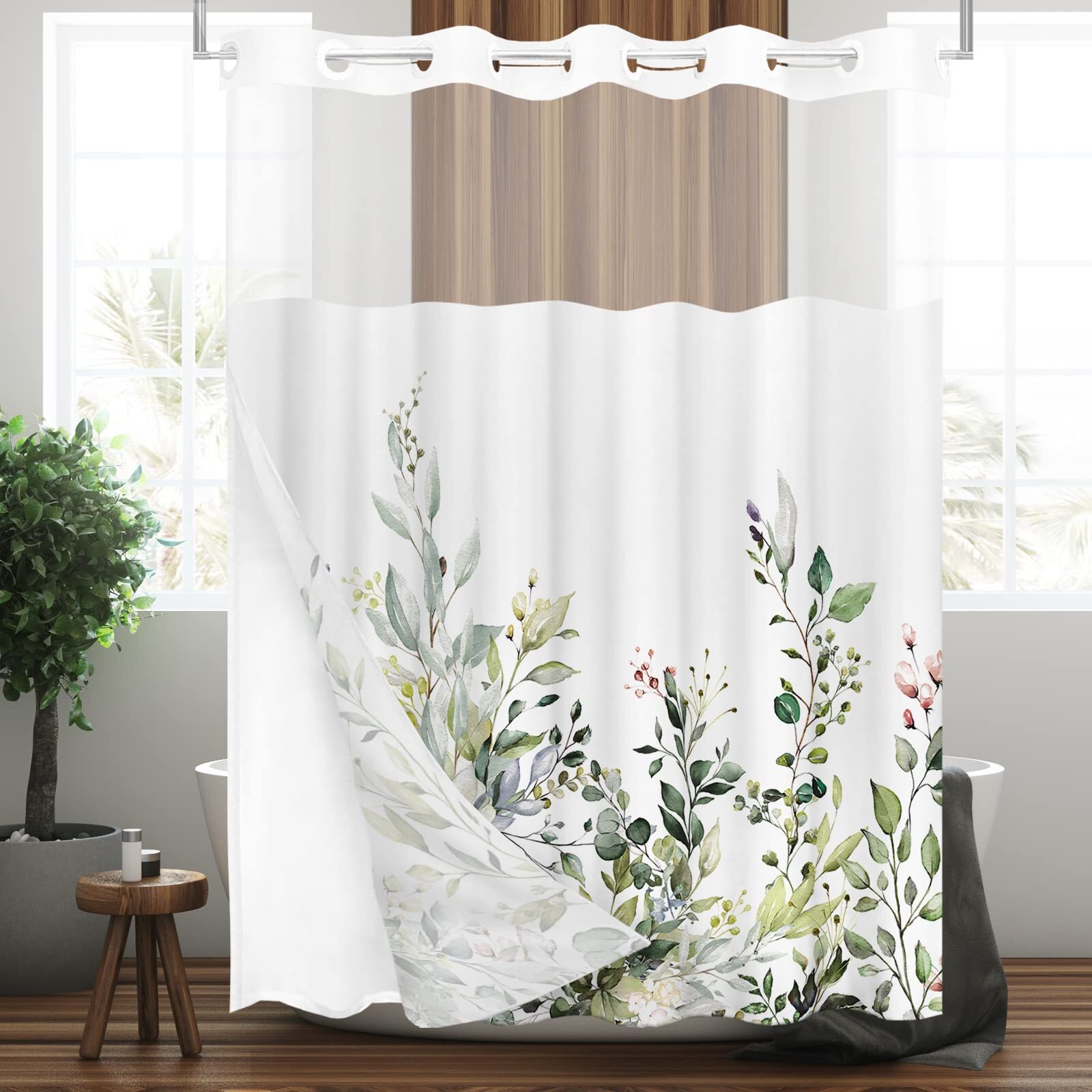 Custom Printed Bath Curtain — custom printed polyester bath curtain detail view