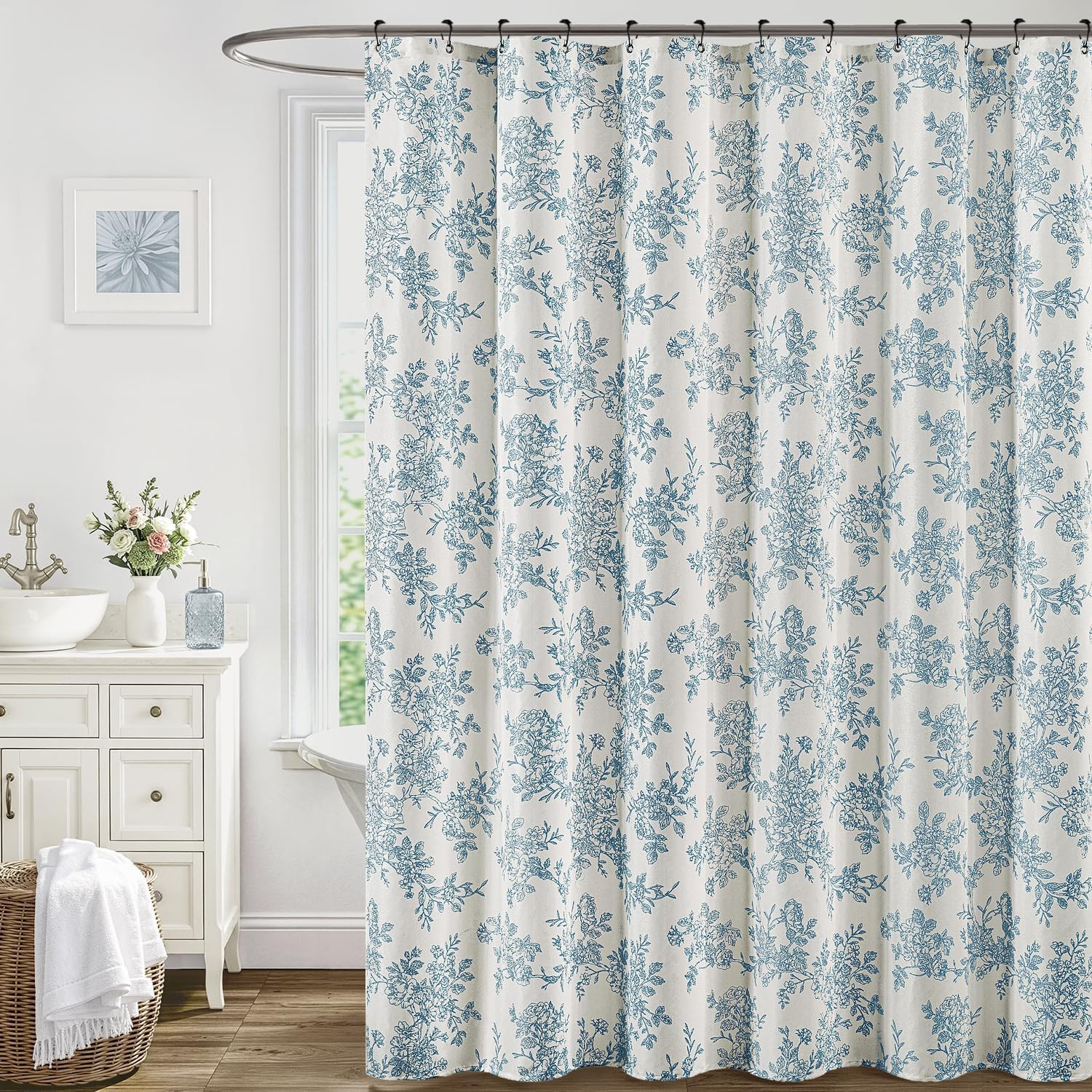 Custom Printed Bath Curtain — custom printed polyester bath curtain detail view