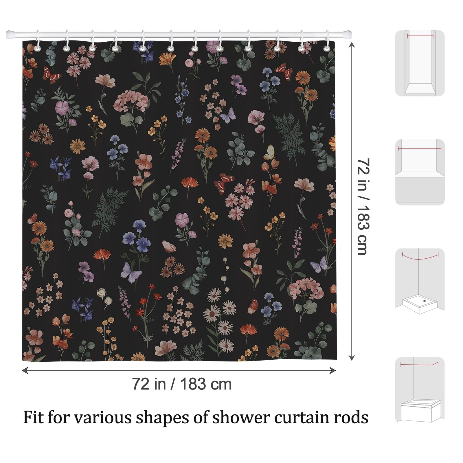 Custom Printed Bath Curtain — custom printed polyester bath curtain detail view