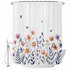 Spring Floral Shower Curtain, Fabric Shower Curtains for Bathroom/Clawfoot Batht — custom printed polyester bath curtain