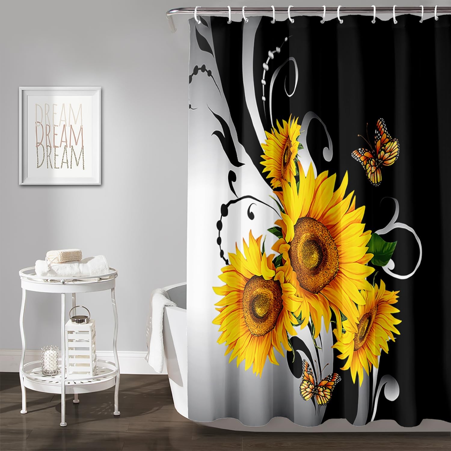 Custom Printed Bath Curtain — custom printed polyester bath curtain detail view