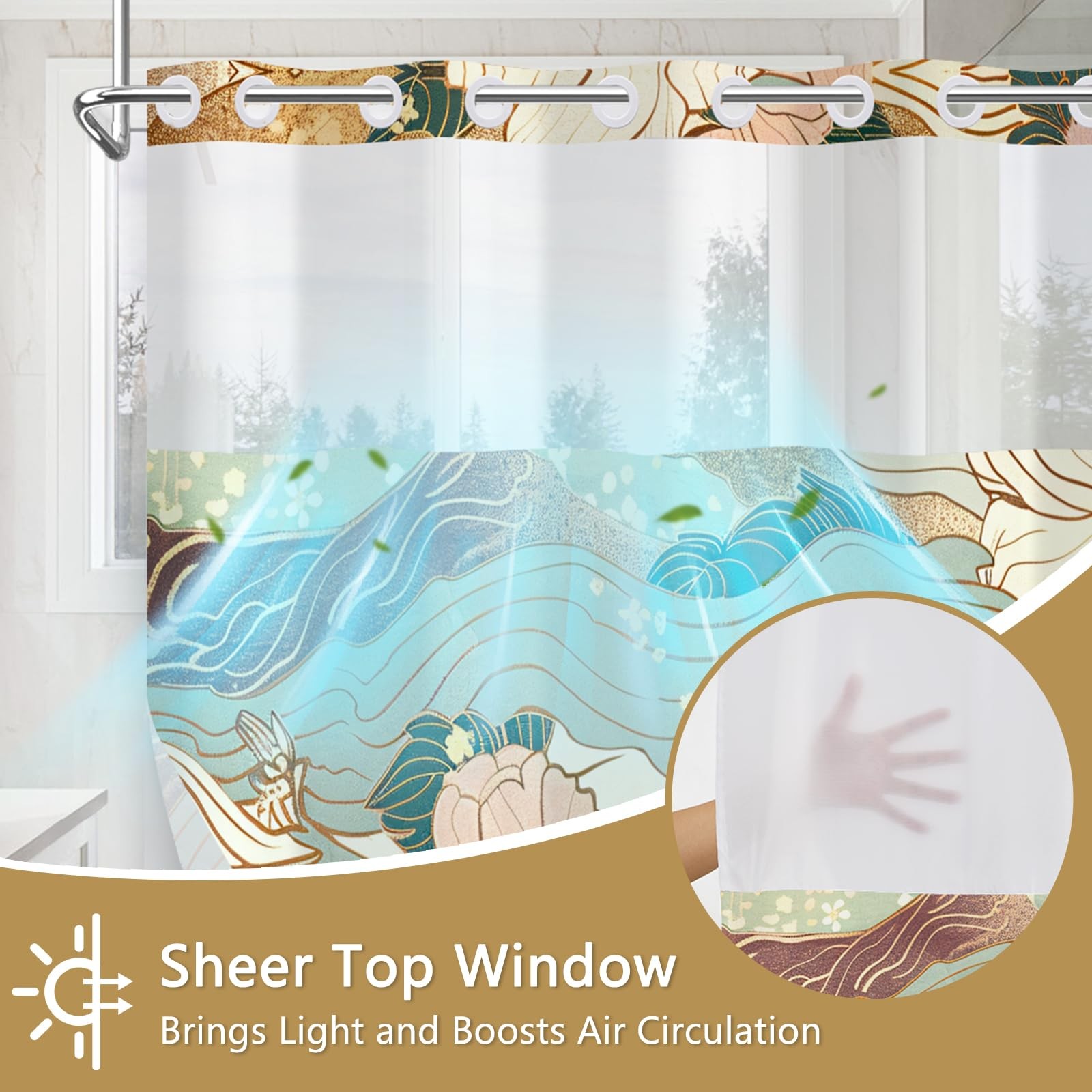 Custom Printed Bath Curtain — custom printed polyester bath curtain detail view