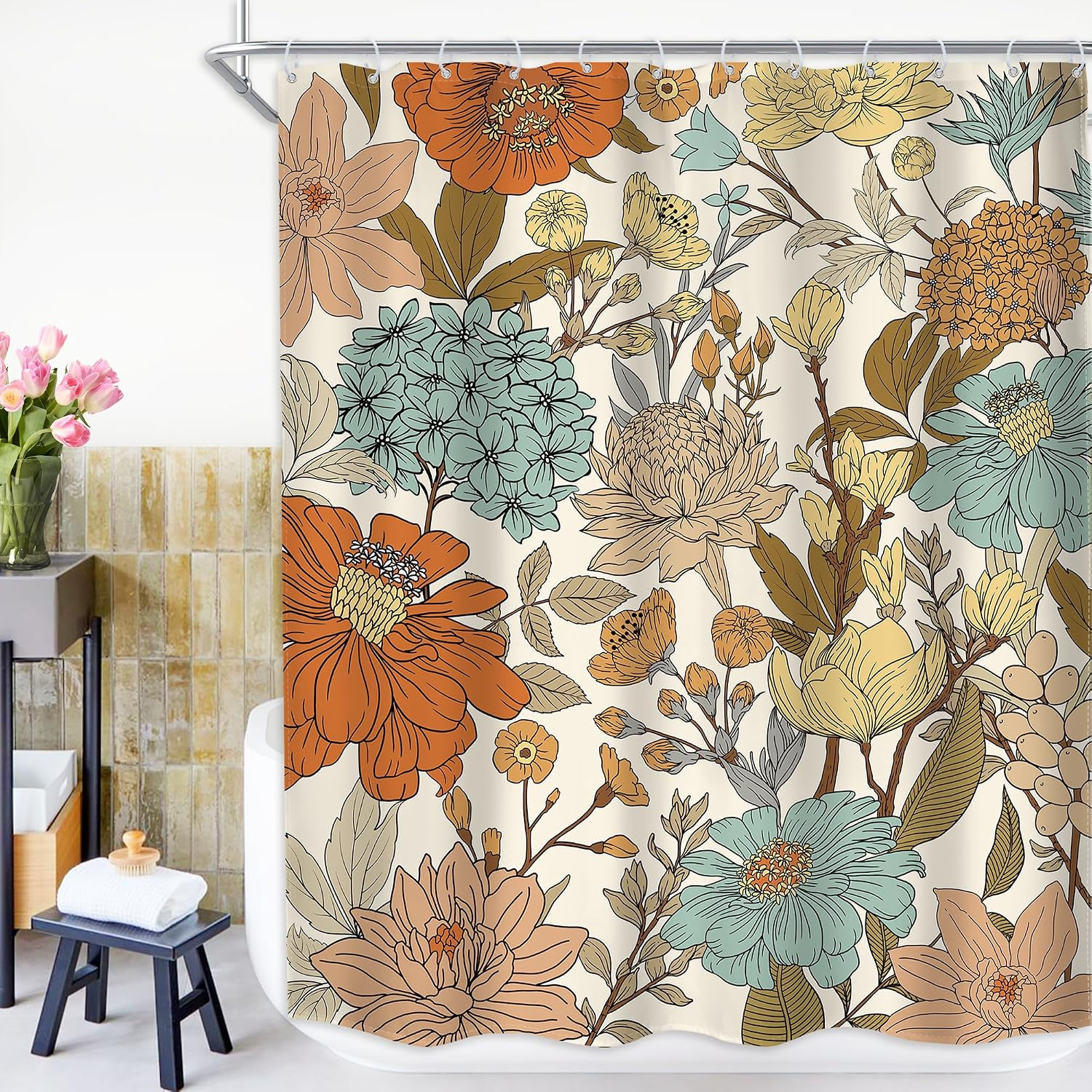 Custom Printed Bath Curtain — custom printed polyester bath curtain