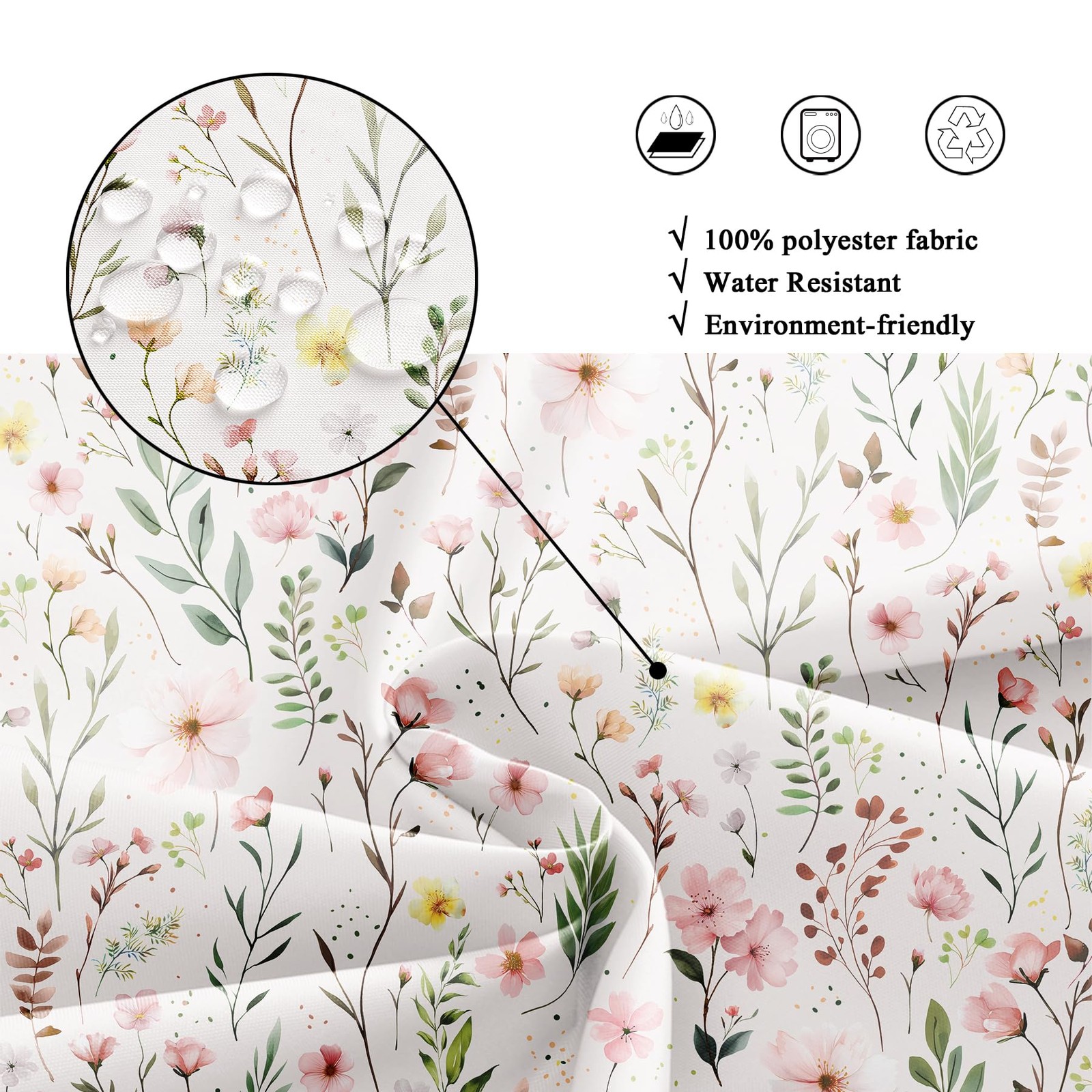 Custom Printed Bath Curtain — custom printed polyester bath curtain detail view