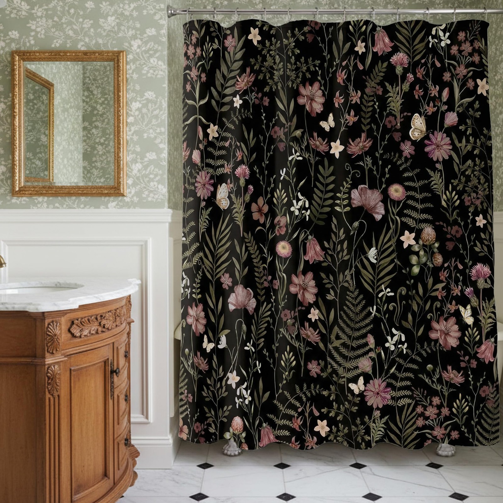 Custom Printed Bath Curtain — custom printed polyester bath curtain detail view