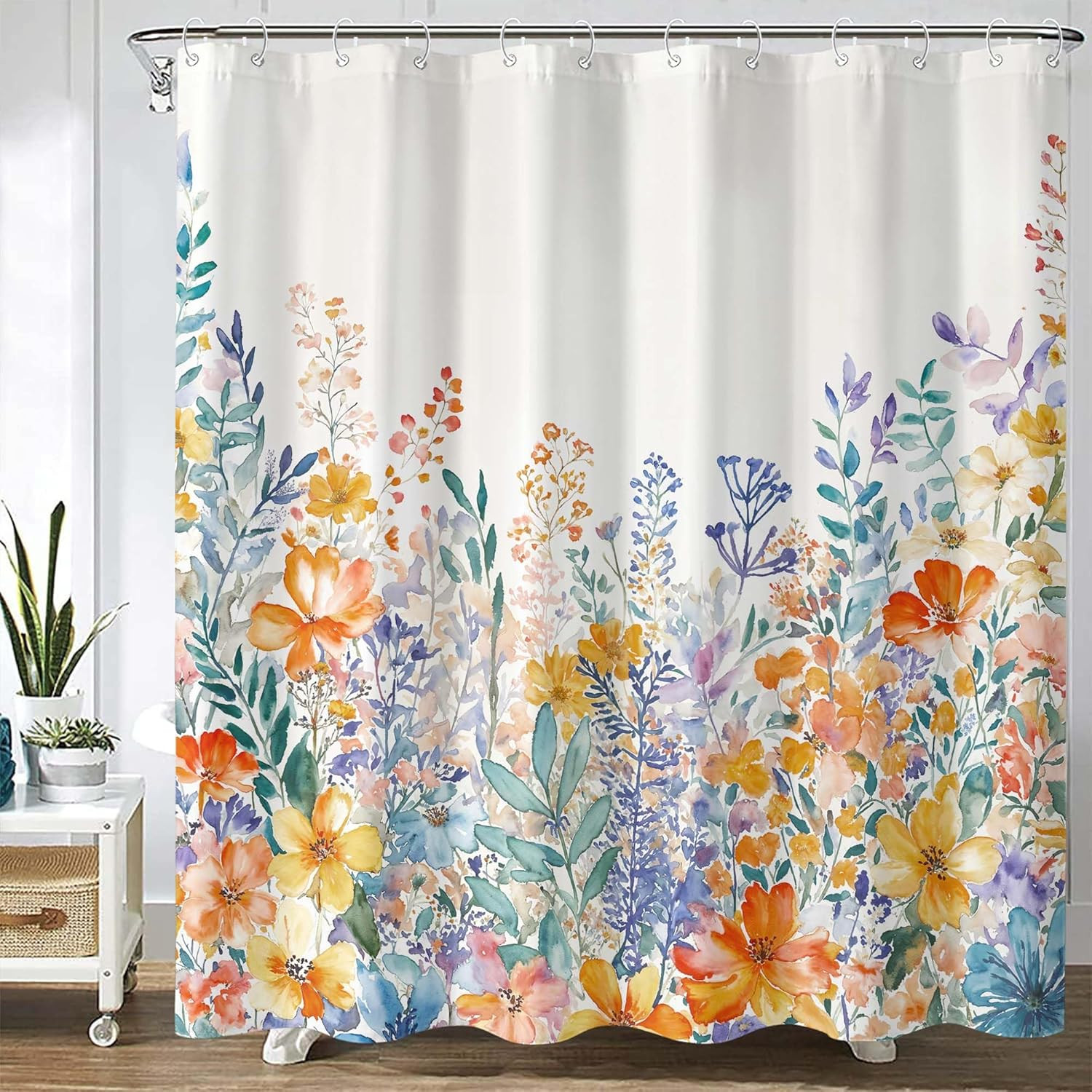 Custom Printed Bath Curtain — custom printed polyester bath curtain detail view