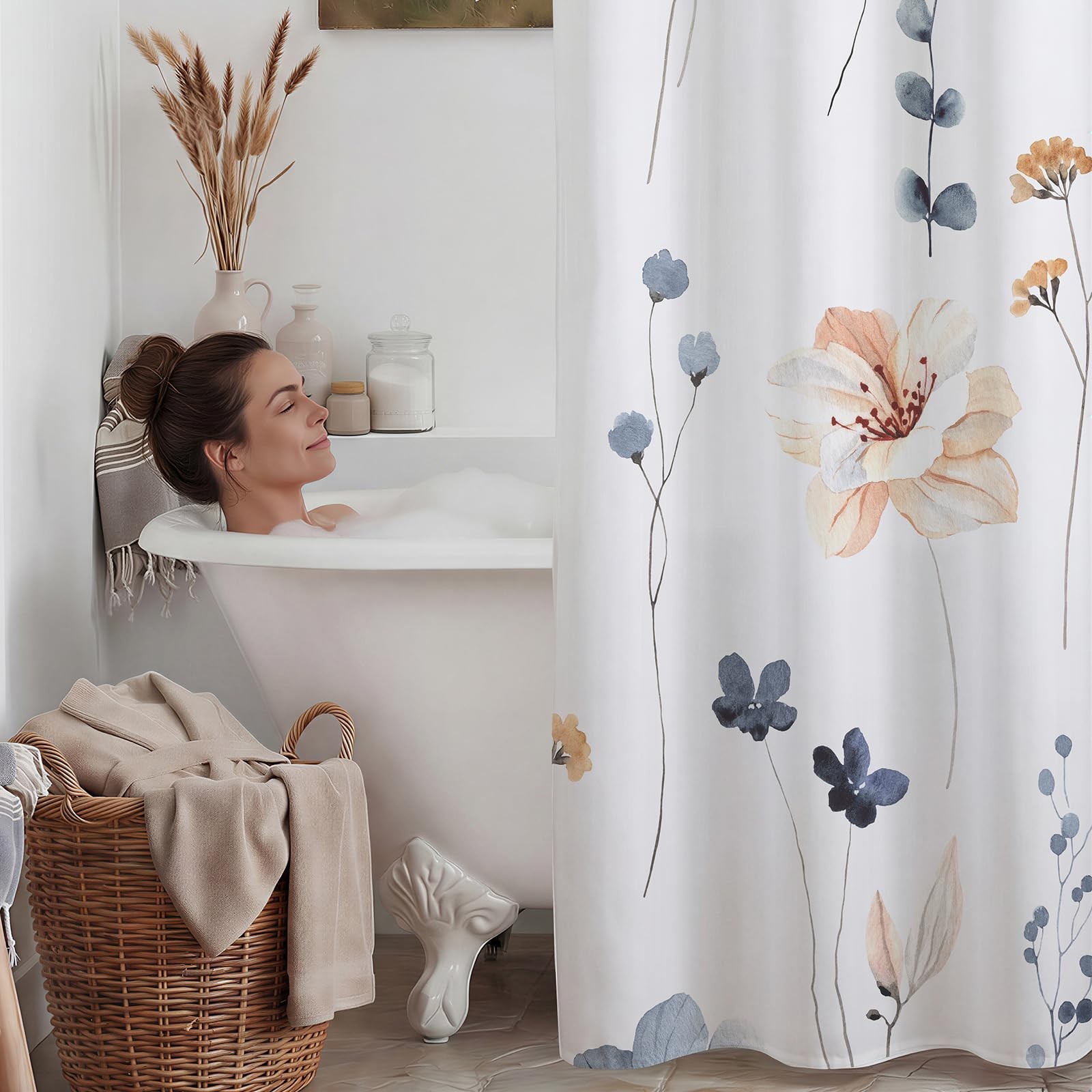 Custom Printed Bath Curtain — custom printed polyester bath curtain detail view
