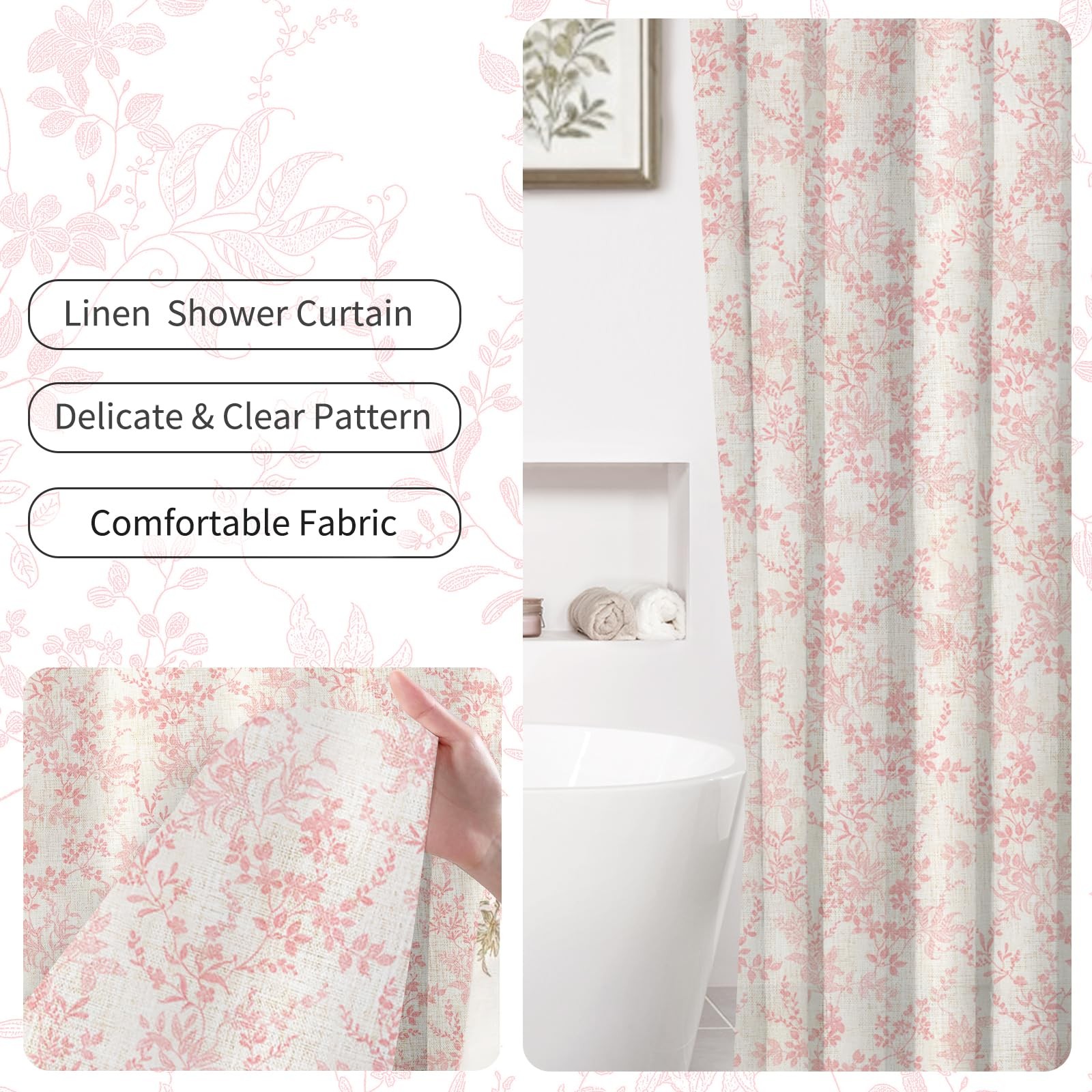 Custom Printed Bath Curtain — custom printed polyester bath curtain detail view
