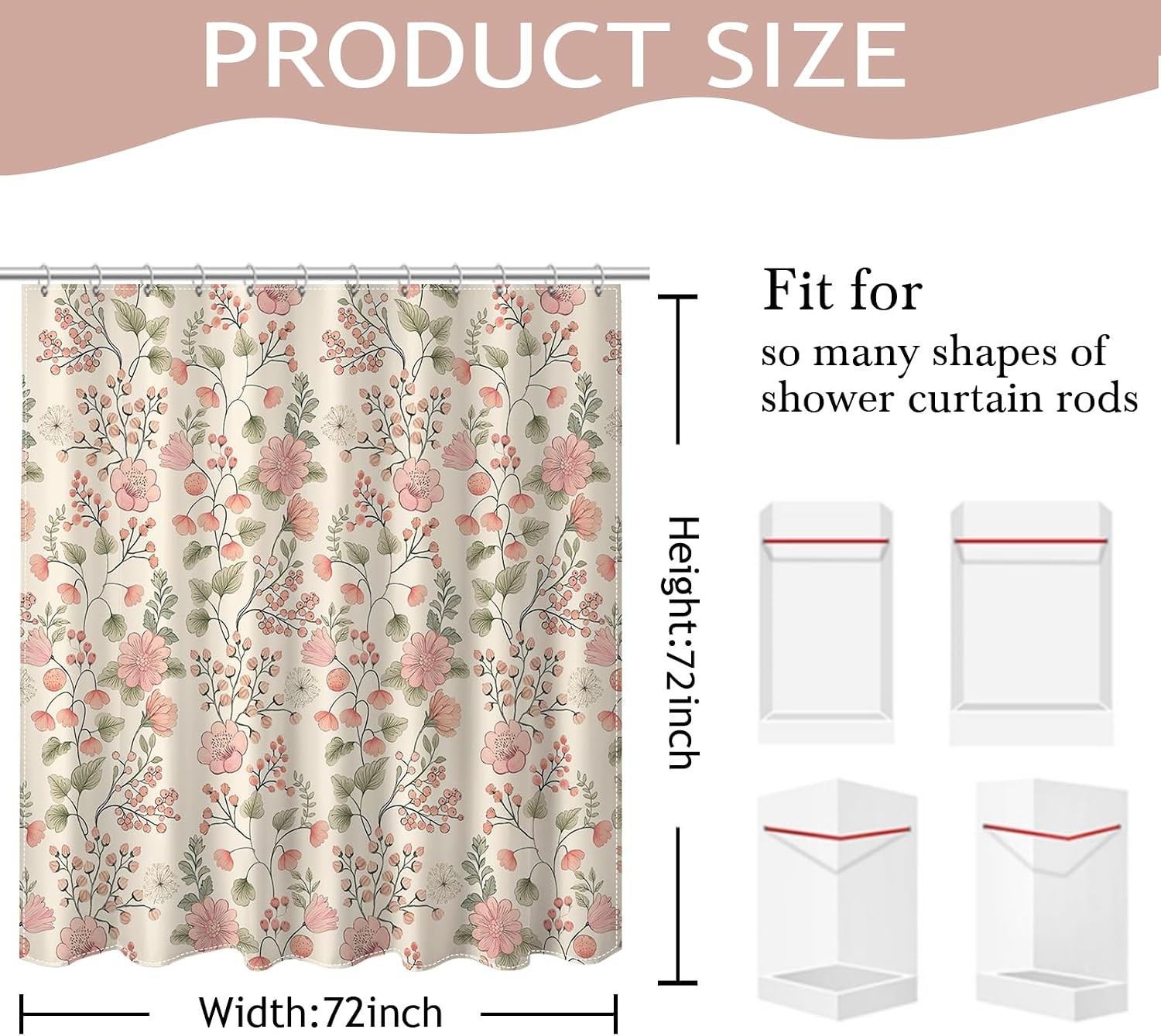 Custom Printed Bath Curtain — custom printed polyester bath curtain detail view