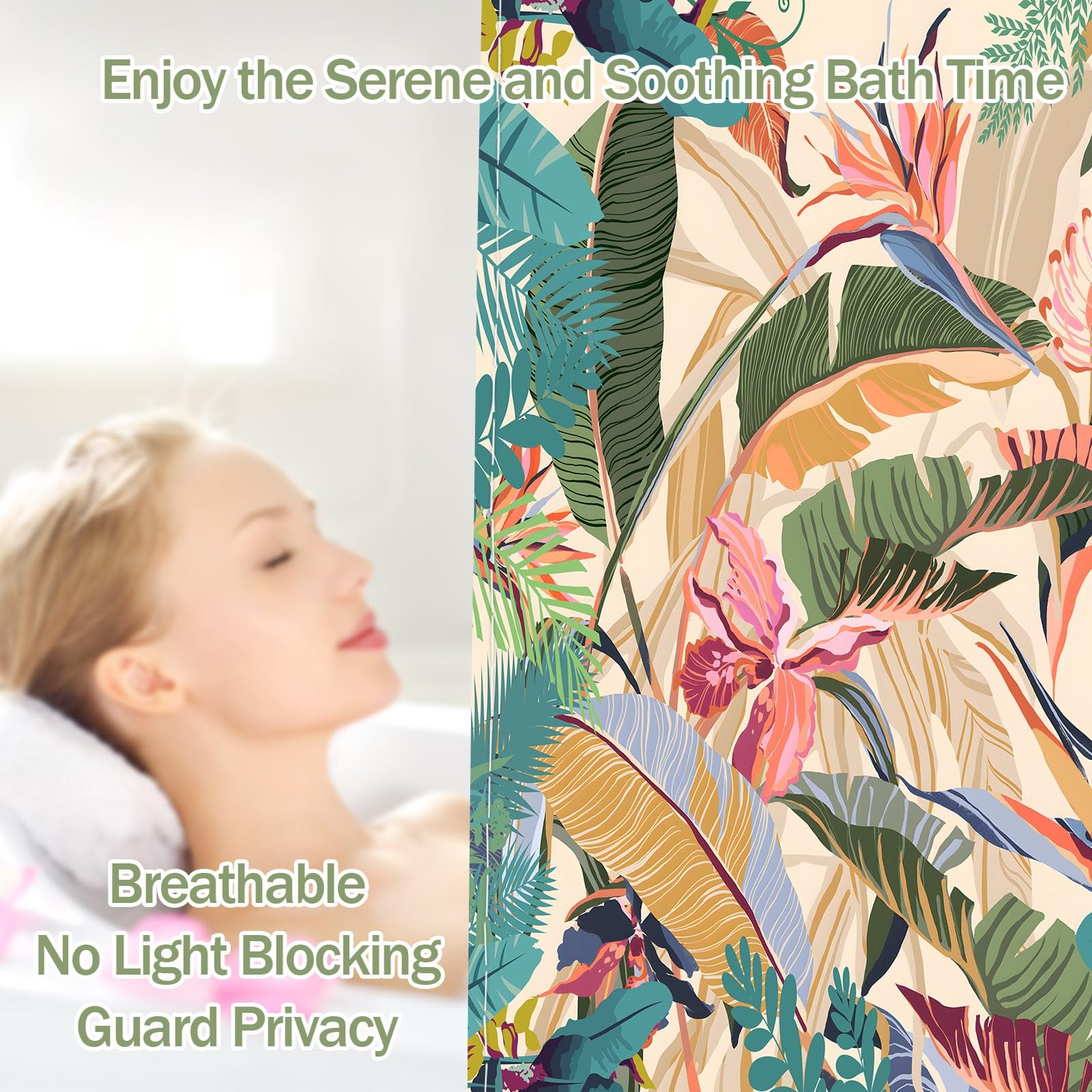 Custom Printed Bath Curtain — custom printed polyester bath curtain detail view