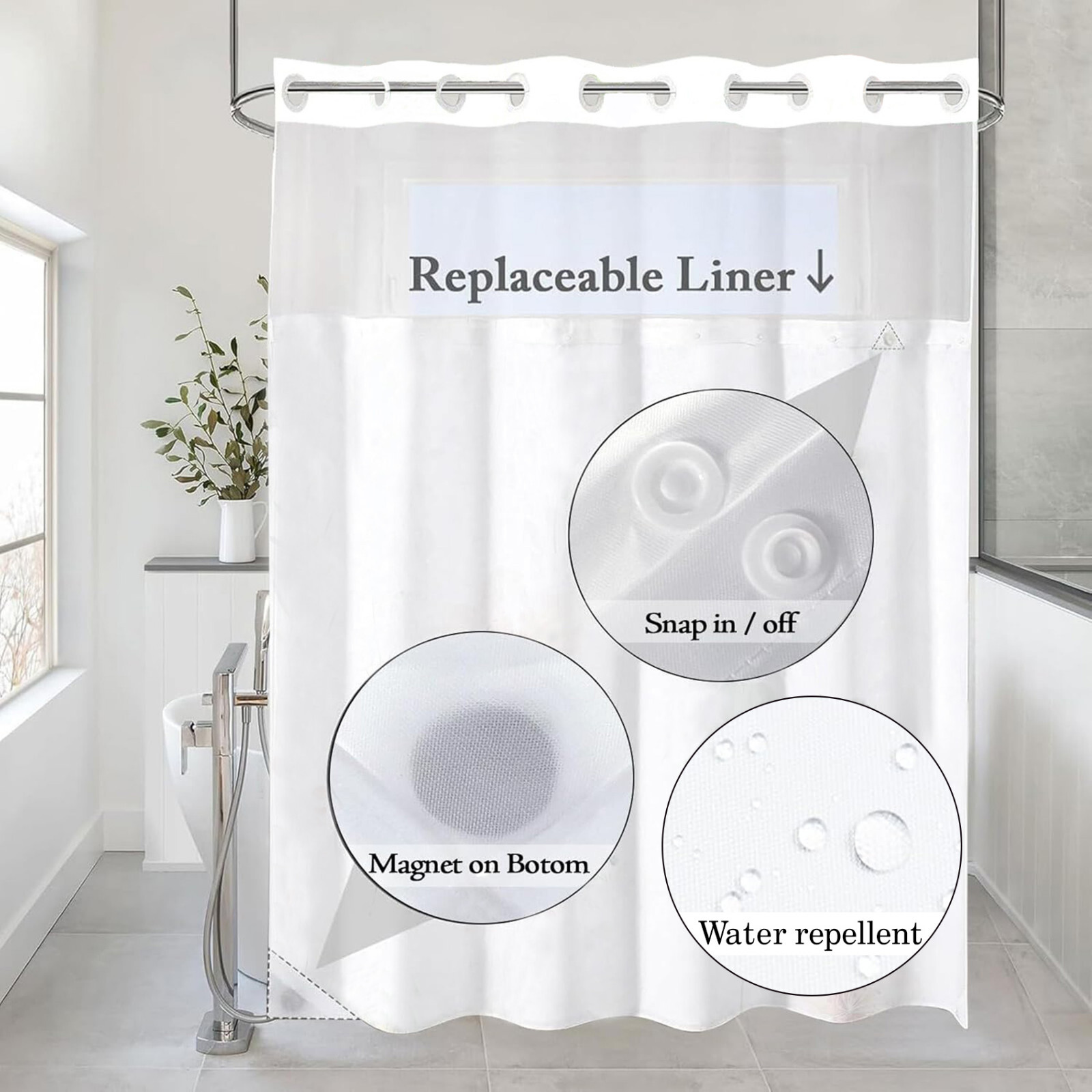 Custom Printed Bath Curtain — custom printed polyester bath curtain detail view