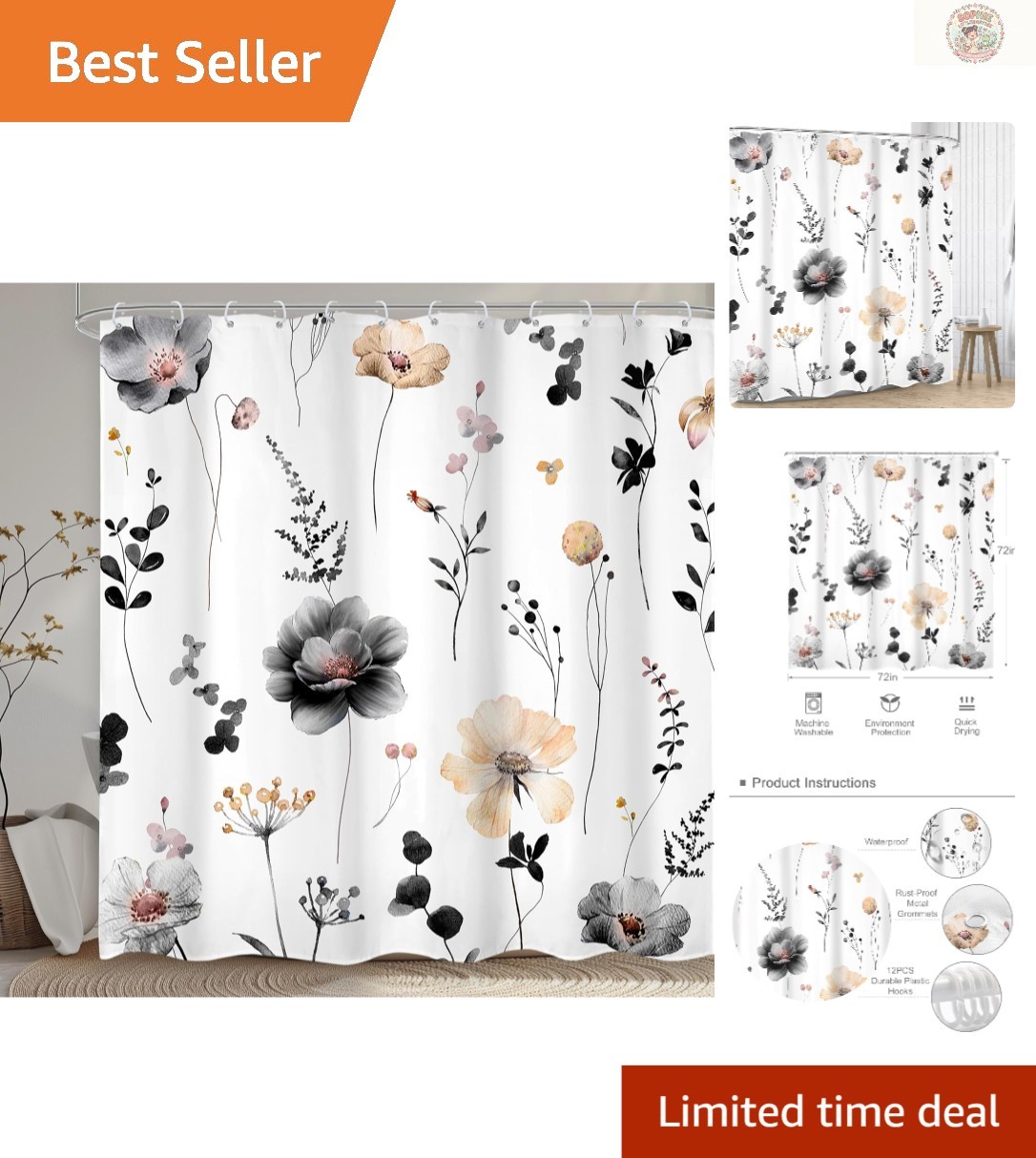 Custom Printed Bath Curtain — custom printed polyester bath curtain