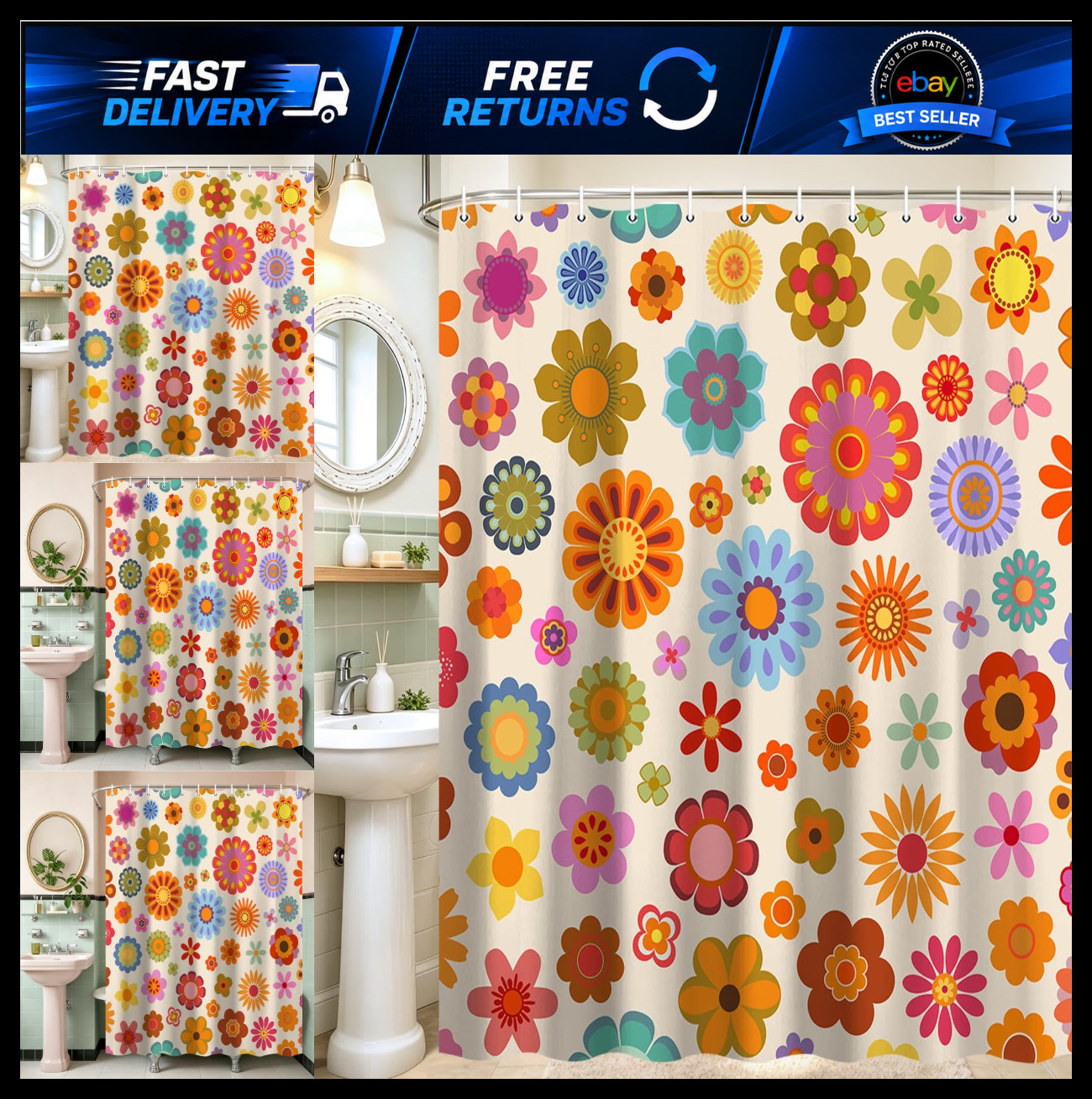 Custom Printed Bath Curtain — custom printed polyester bath curtain