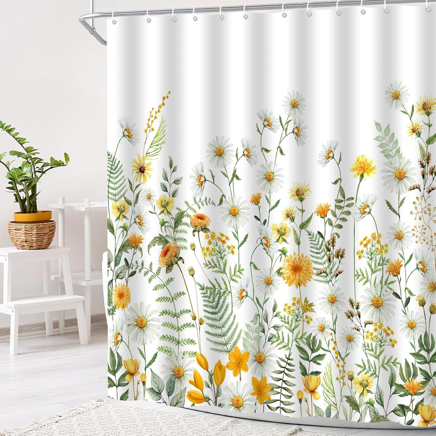 Custom Printed Bath Curtain — custom printed polyester bath curtain detail view