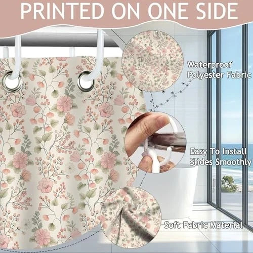 Custom Printed Bath Curtain — custom printed polyester bath curtain detail view
