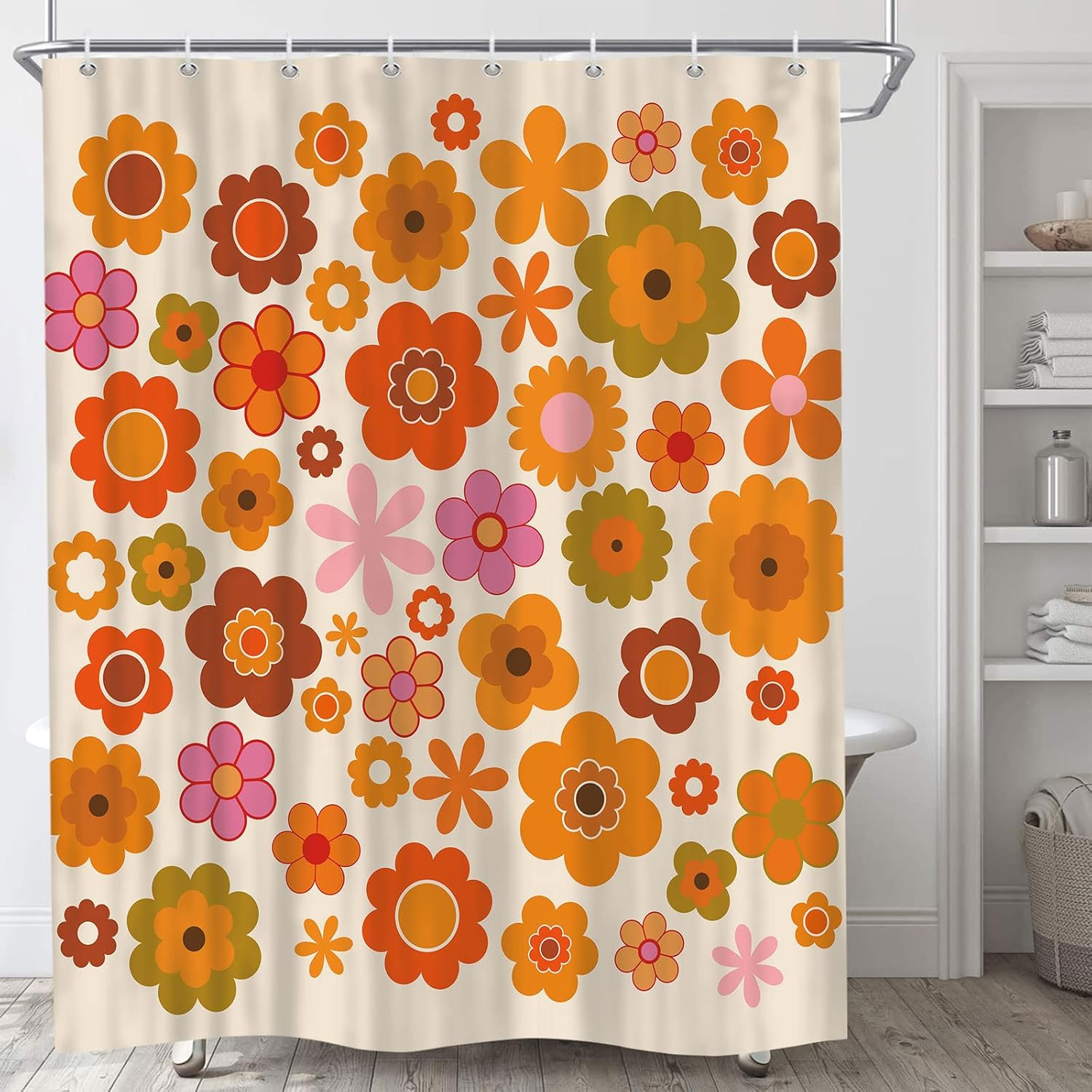 Custom Printed Bath Curtain — custom printed polyester bath curtain detail view