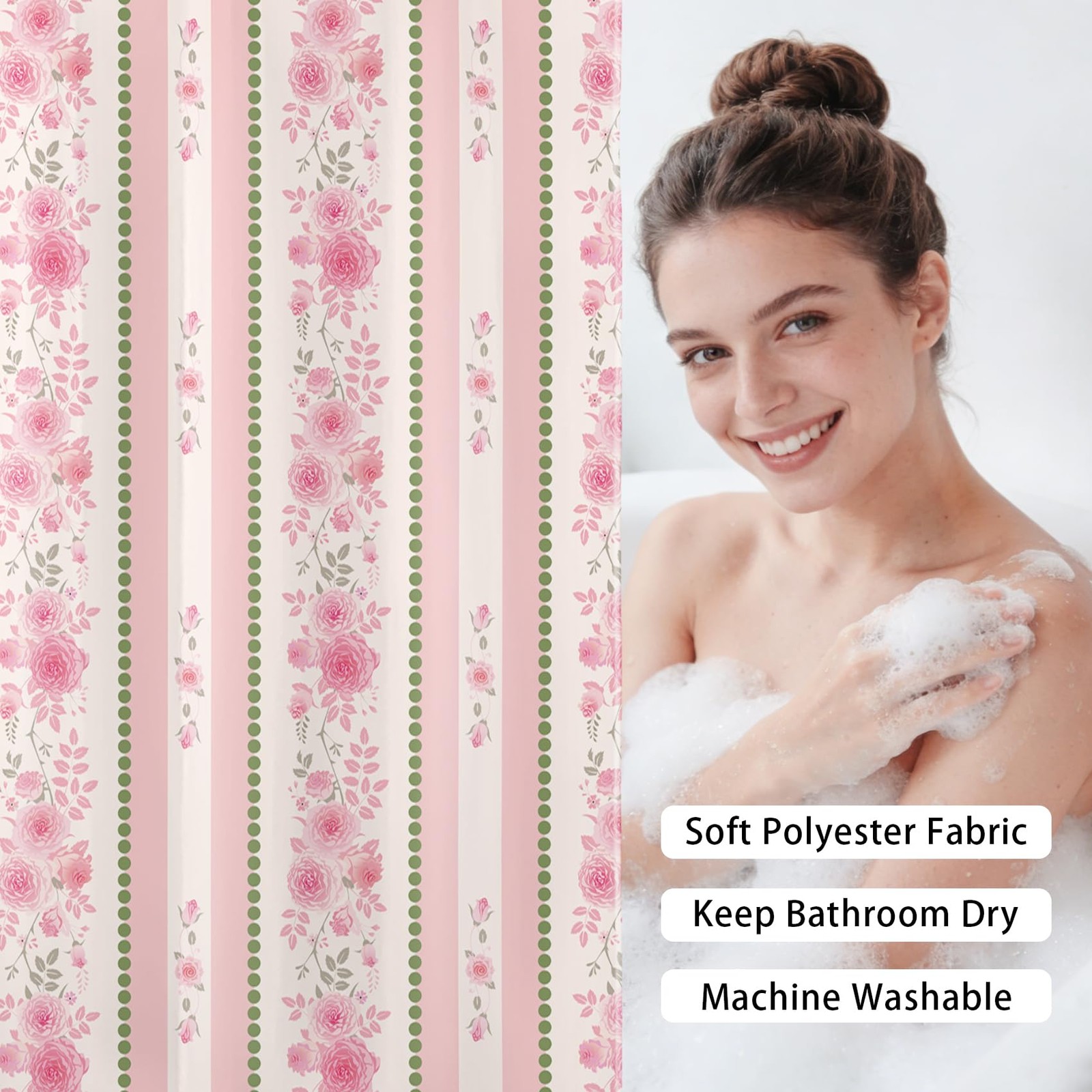 Custom Printed Bath Curtain — custom printed polyester bath curtain detail view