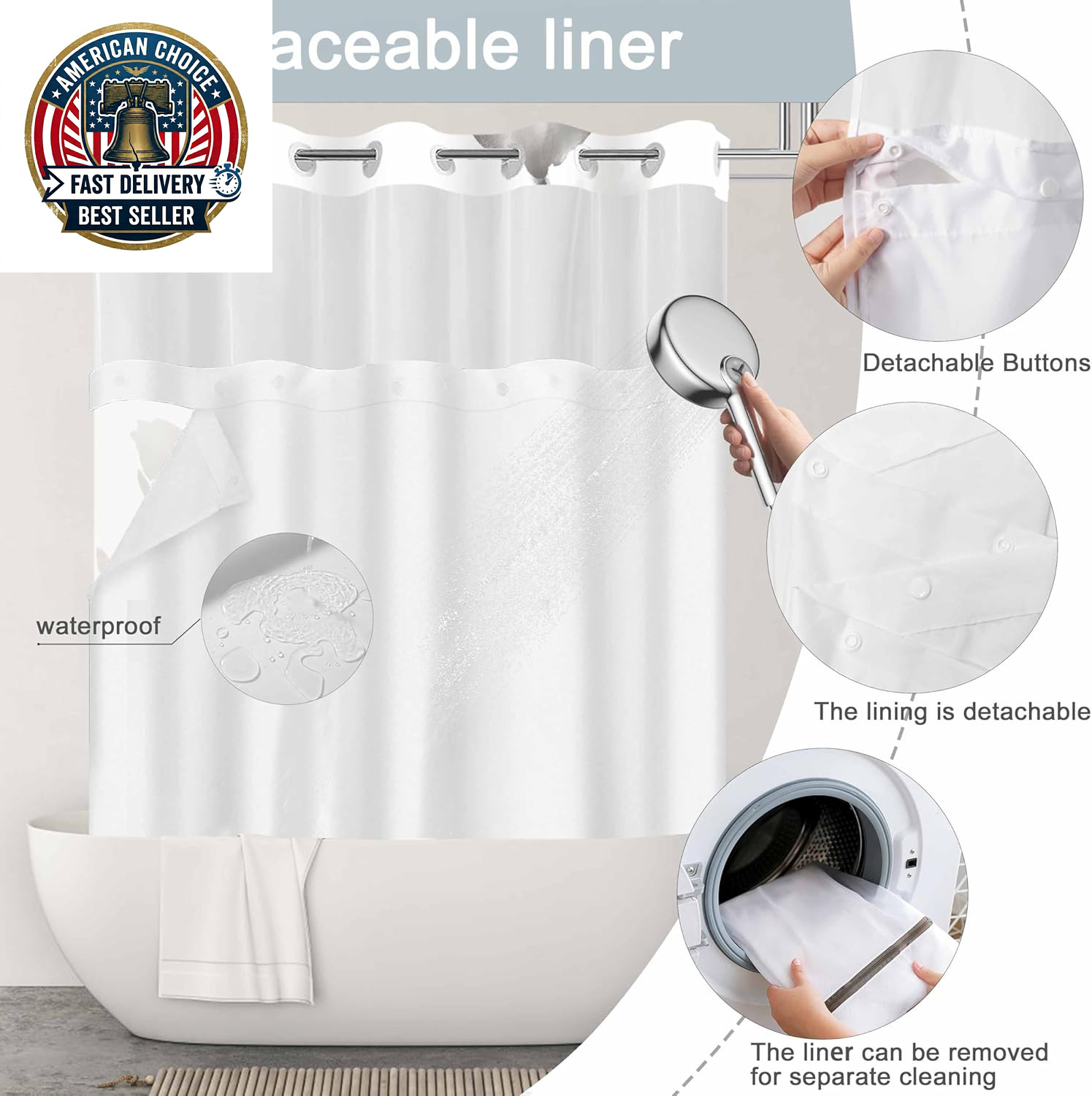 Custom Printed Bath Curtain — custom printed polyester bath curtain detail view