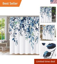 Shower Curtain Blue Eucalyptus Shower Curtains for Bathroom, Watercolor Leaf ... — custom printed polyester bath curtain