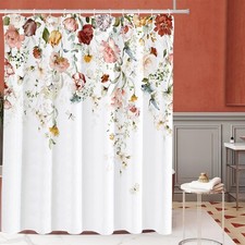 Blooming Colorful Floral Shower Curtain Watercolor Yellow White 72x72 Inch — custom printed polyester bath curtain