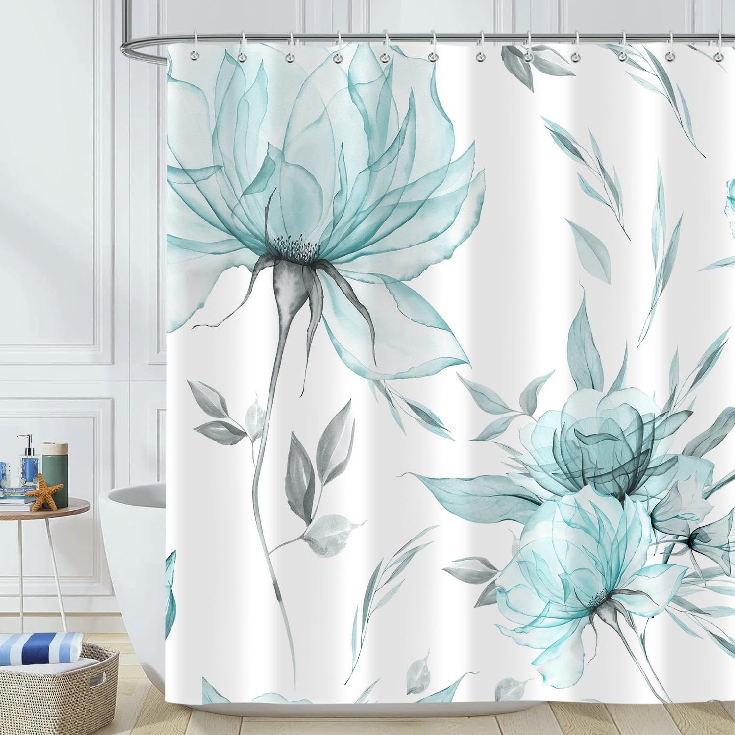 Custom Printed Bath Curtain — custom printed polyester bath curtain detail view
