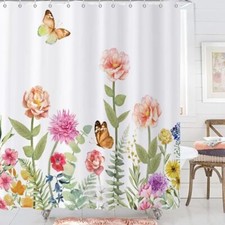 Spring Floral Shower Curtain, Colorful 72"W x 72"L (Pack of 1) Colorful Flowers — custom printed polyester bath curtain