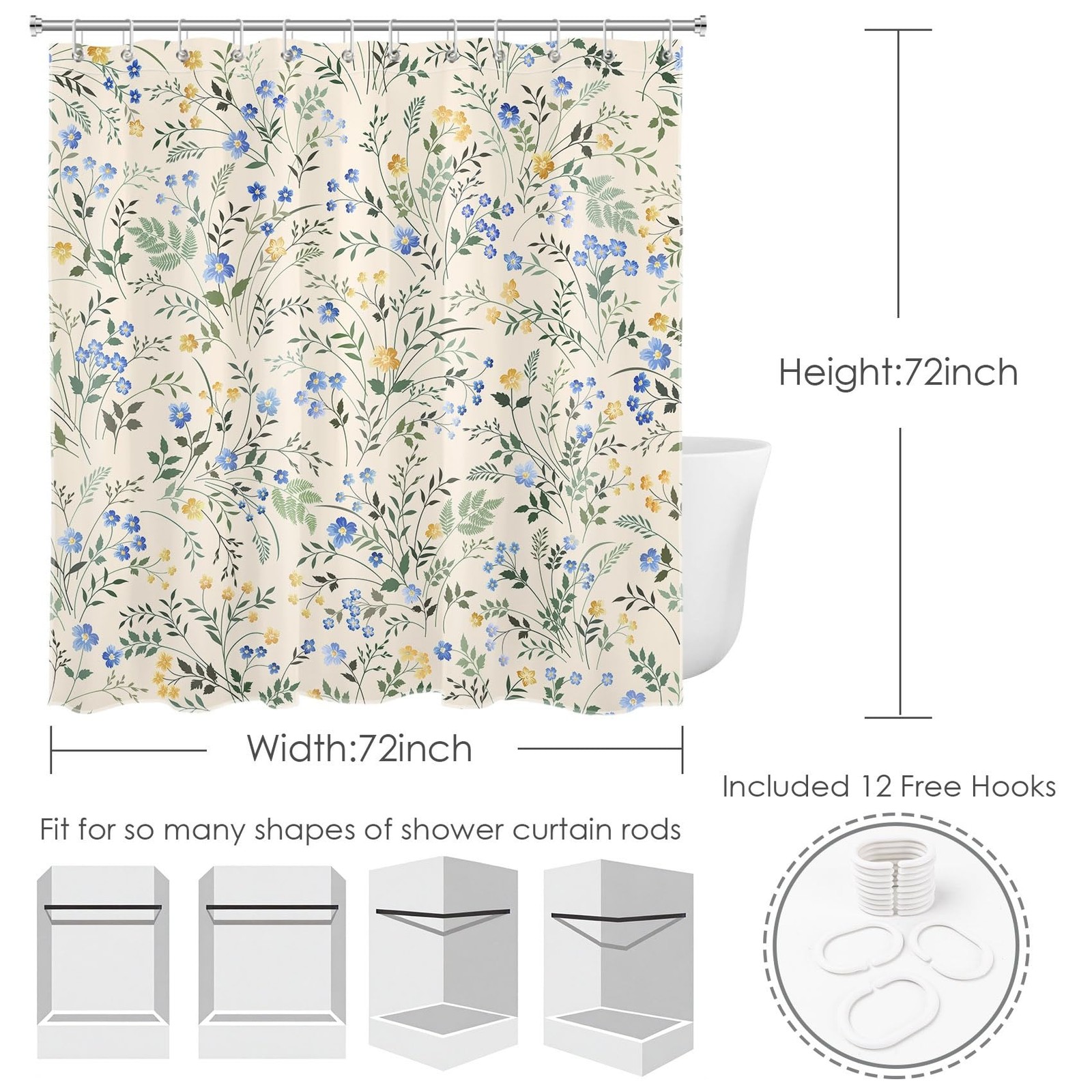 Custom Printed Bath Curtain — custom printed polyester bath curtain detail view
