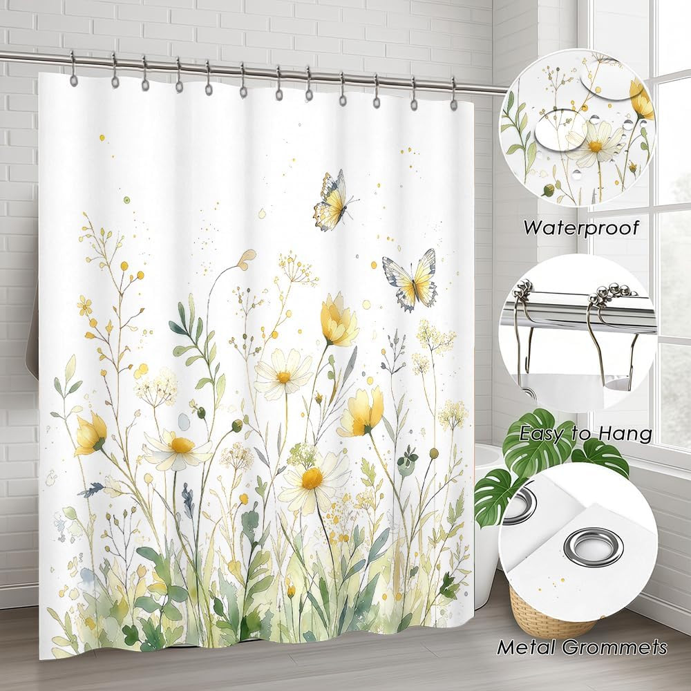 Custom Printed Bath Curtain — custom printed polyester bath curtain detail view