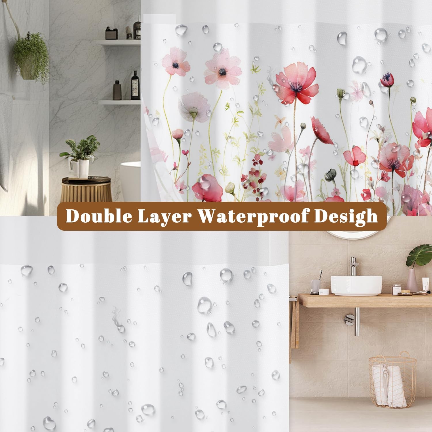 Custom Printed Bath Curtain — custom printed polyester bath curtain detail view
