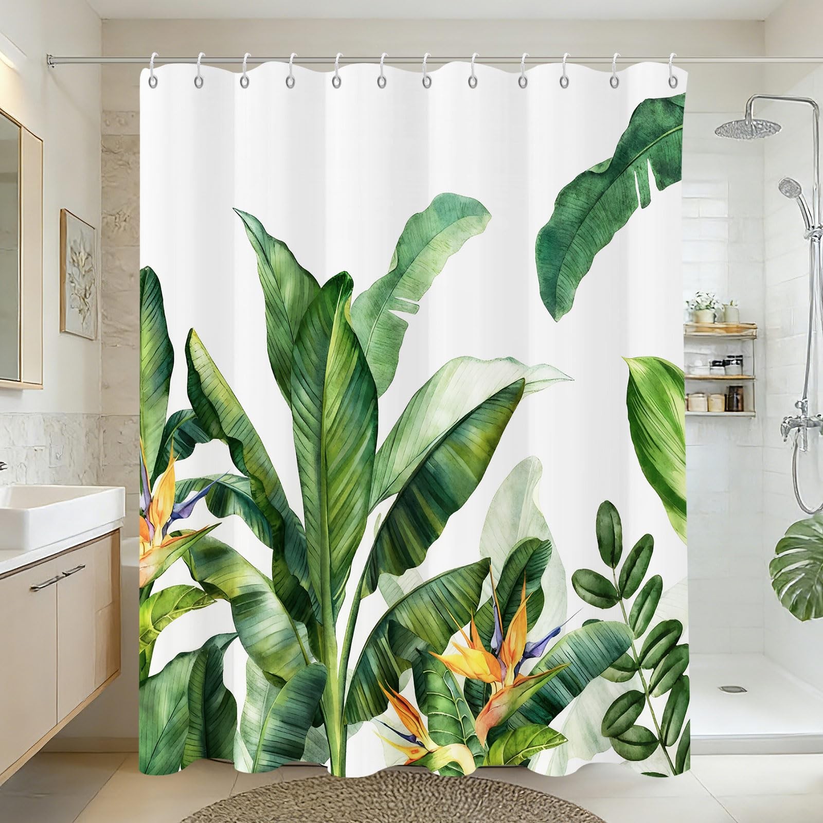 Custom Printed Bath Curtain — custom printed polyester bath curtain detail view