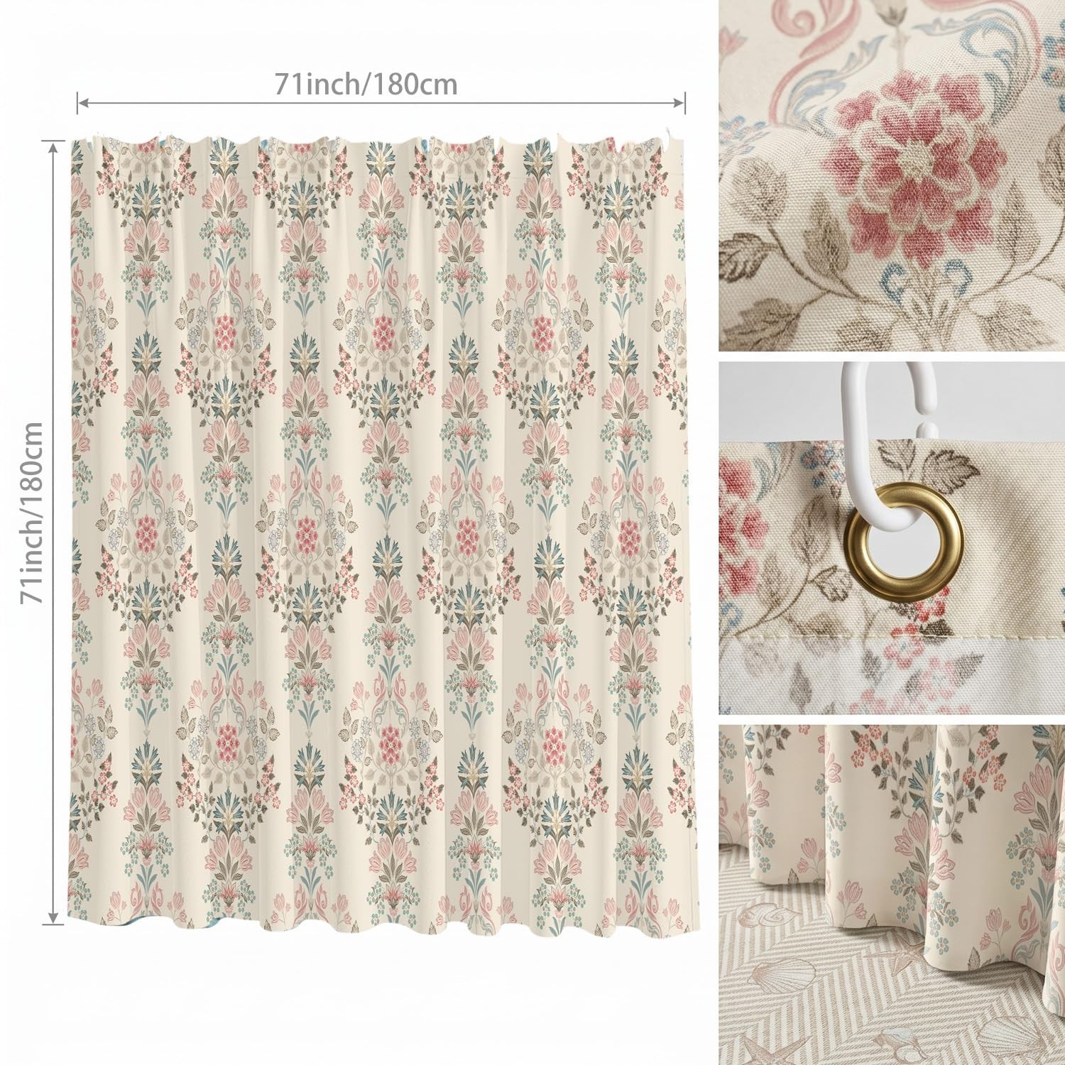 Custom Printed Bath Curtain — custom printed polyester bath curtain detail view