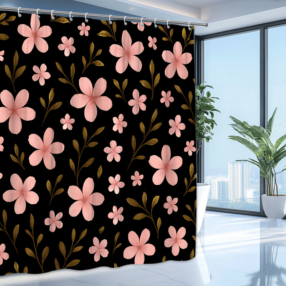 Custom Printed Bath Curtain — custom printed polyester bath curtain detail view